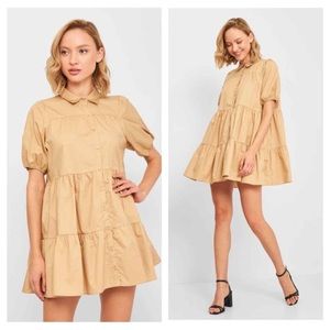 Zara collared babydoll puffy dress